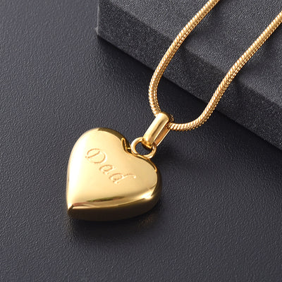 Loving Dad Golden Heart Cremation Necklace