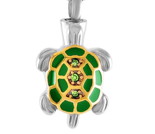 Crystal Turtle Cremation Necklace