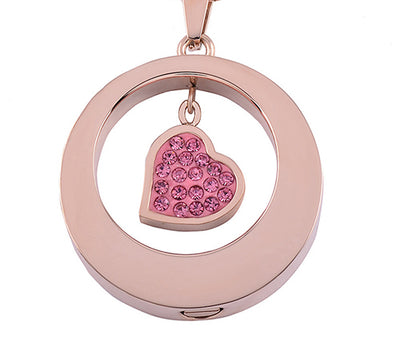 Crystal Pink Heart Cremation Necklace