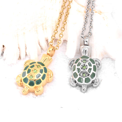 Crystal Turtle Cremation Necklace