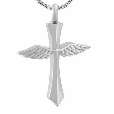 Angel Wings Cross Cremation Necklace