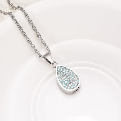 Crystal Teardrop Cremation Urn Necklace