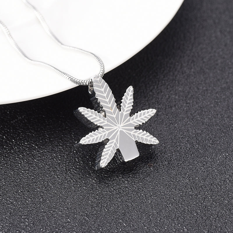 Pot Leaf Cremation Necklace