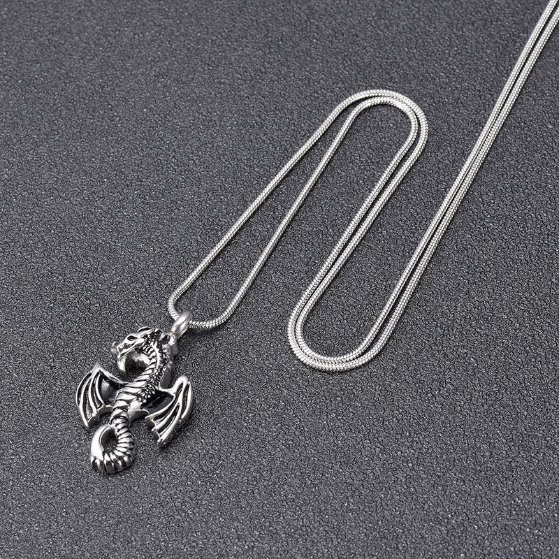 Skeleton Dragon Cremation Necklace
