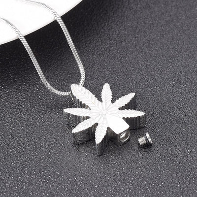 Pot Leaf Cremation Necklace