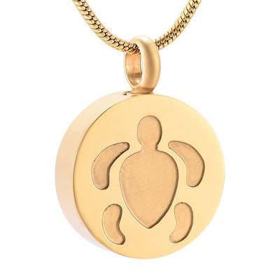 Round Turtle Cremation Necklace