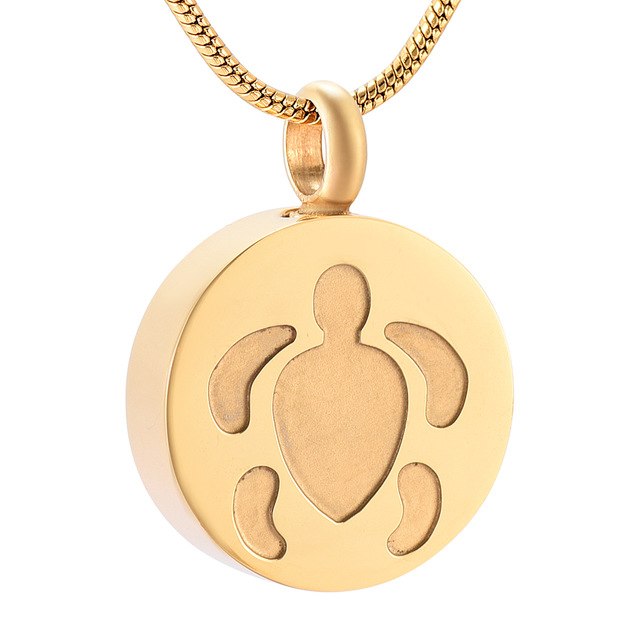 Round Turtle Cremation Necklace