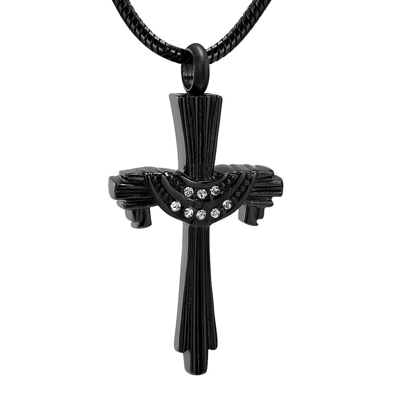 Crystal Drape Cremation Cross Necklace