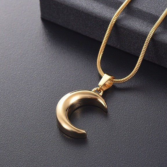 Crescent Moon Cremation Urn Necklace