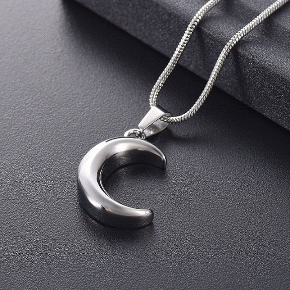 Crescent Moon Cremation Urn Necklace