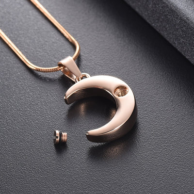 Crescent Moon Cremation Urn Necklace