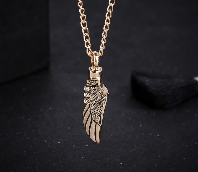 Gold Angel Wing Urn Necklace