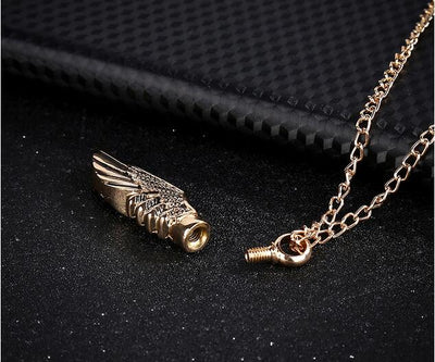 Gold Angel Wing Urn Necklace