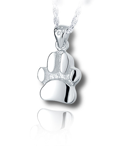 Curved Paw Print Cremation Necklace