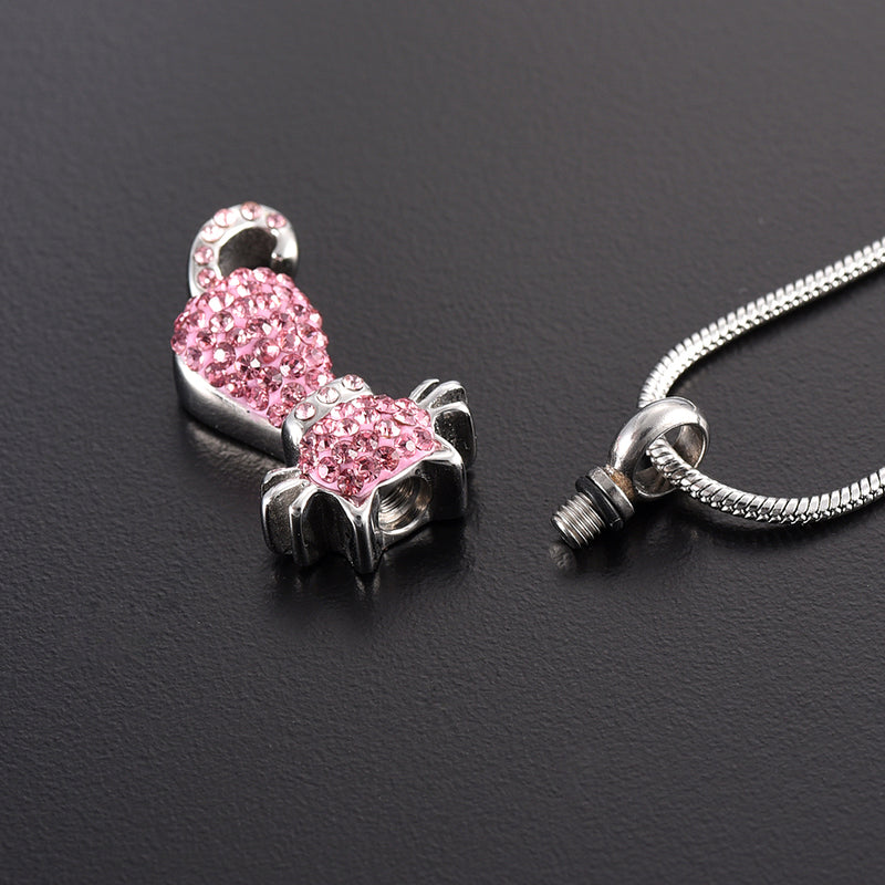 Pink Crystal Cat Cremation Jewelry
