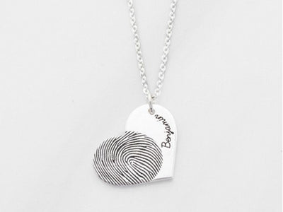 Sideways Heart Fingerprint Necklace