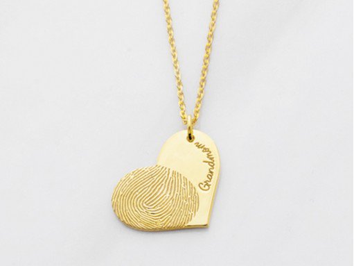 Sideways Heart Fingerprint Necklace