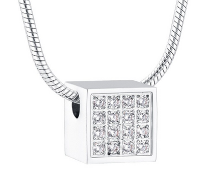 Crystal Cube Cremation Necklace