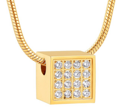 Crystal Cube Cremation Necklace