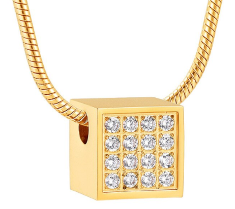 Crystal Cube Cremation Necklace