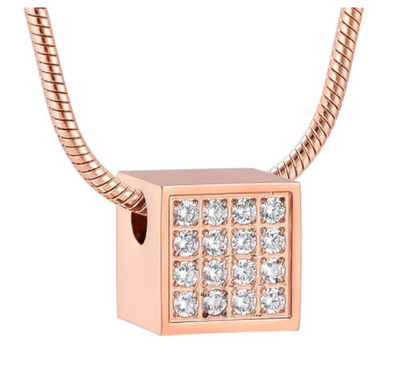 Crystal Cube Cremation Necklace