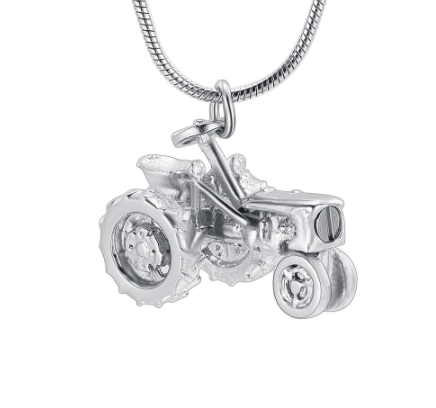 Tractor Cremation Necklace