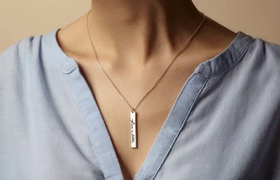 Drop Bar Signature Pendant Necklace