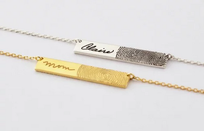 Fingerprint & Handwriting Bar Necklace