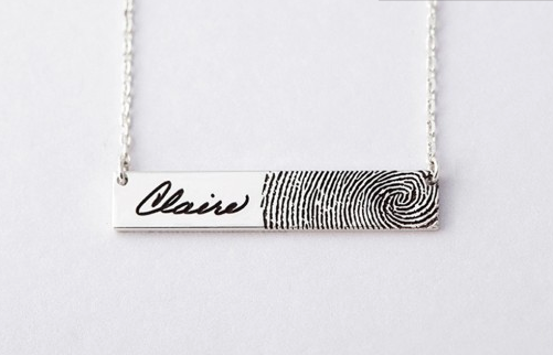 Fingerprint & Handwriting Bar Necklace