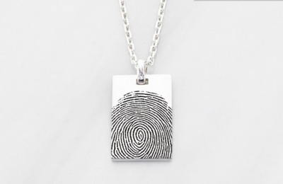 Rectangular Thumbprint Memorial Necklace