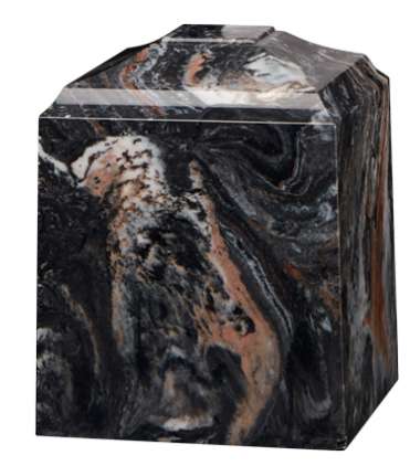 Mission Black Cultured Marble Cremation Urn