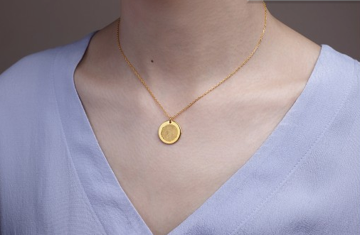 Perfectly Round Disc Fingerprint Necklace