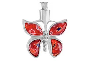 Floral Crystal Butterfly Cremation Urn Necklace