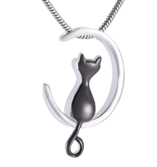 Sitting Cat Cremation Necklace