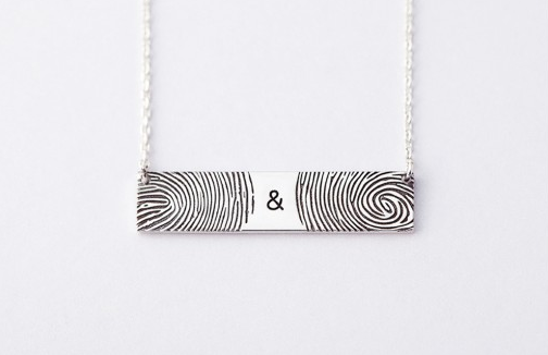 Double Fingerprint Bar Necklace
