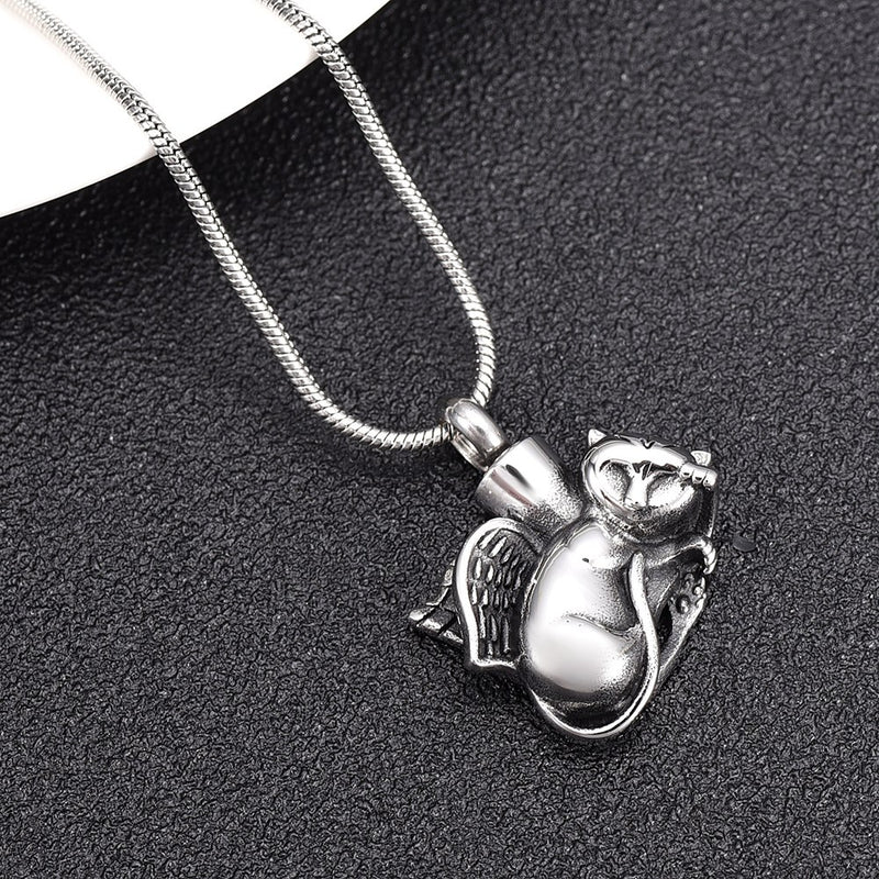 Sleeping Angel Cat Cremation Necklace