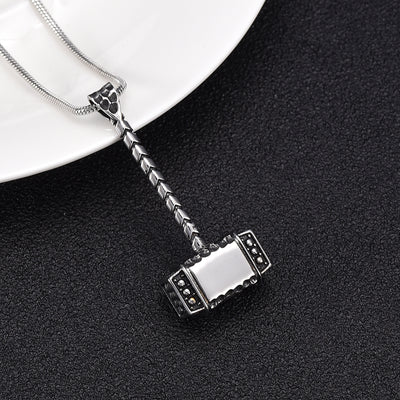 Thor's Hammer Cremation Urn Necklace