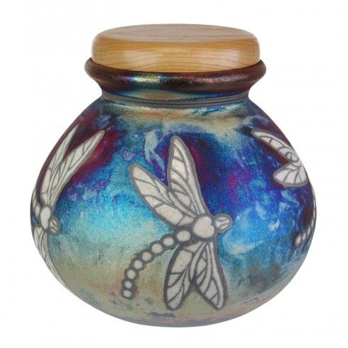 Dragonfly Raku Cremation Urn