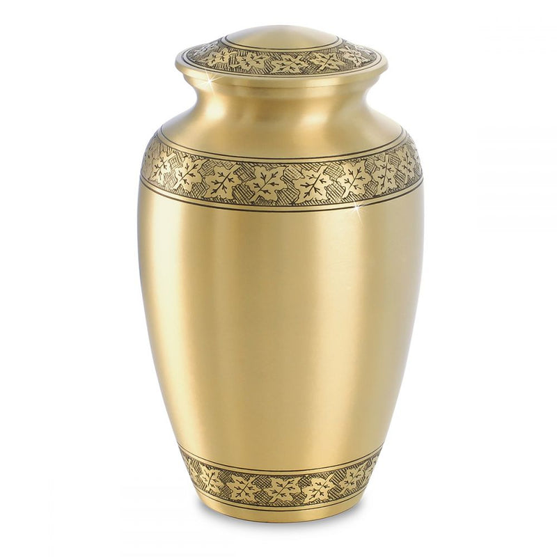 Maple Leaf Brass Urn