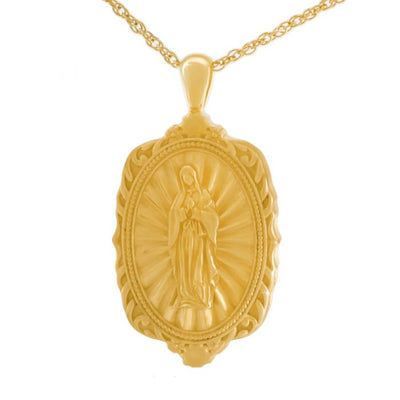 Guadalupe Solid Gold Cremation Necklace