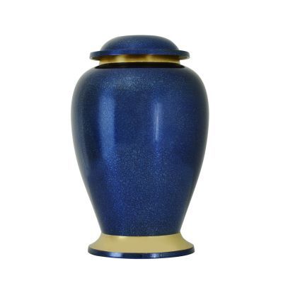 Gleaming Blue Brass Urn