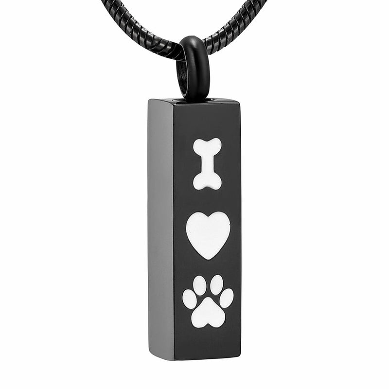 Bone Heart Paw Dog Cremation Necklace