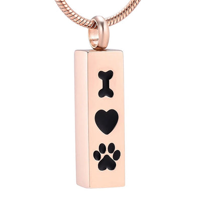 Bone Heart Paw Dog Cremation Necklace