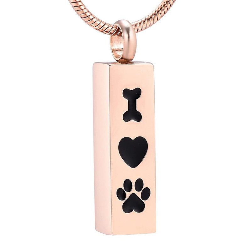 Bone Heart Paw Dog Cremation Necklace