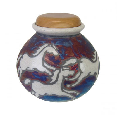 celestial horses raku cremation urn