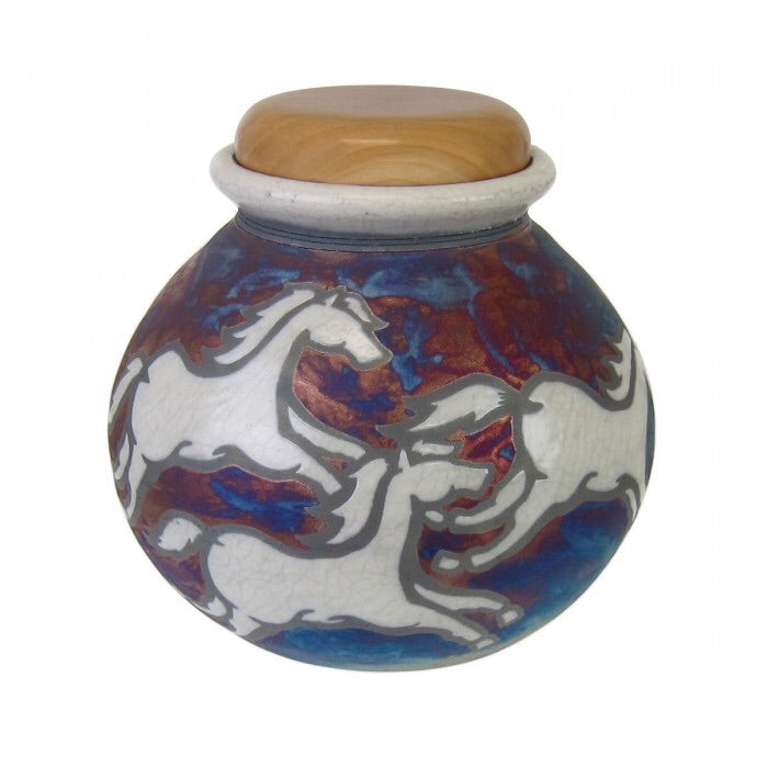 celestial horses raku cremation urn