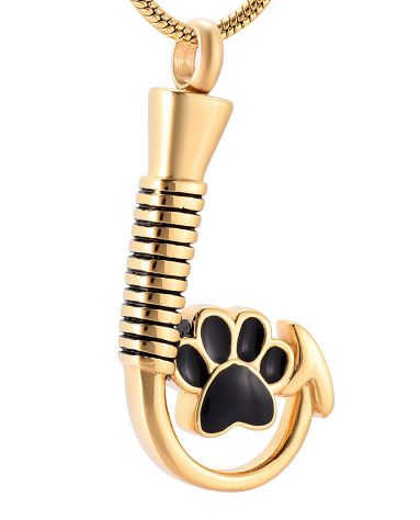 Paw Print Fish Hook Urn Necklace