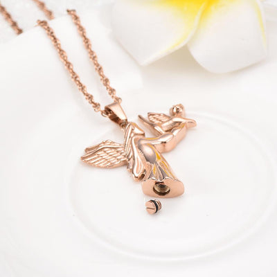 Dog and Angel Cremation Necklace