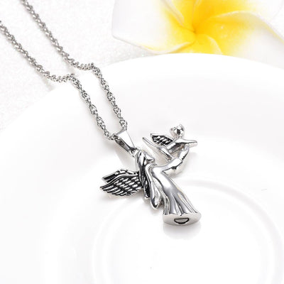 Dog and Angel Cremation Necklace