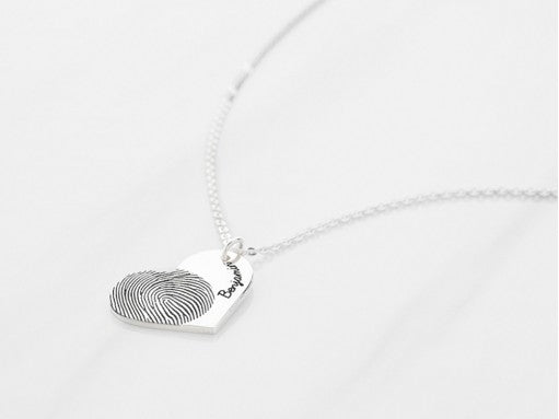 Sideways Heart Fingerprint Necklace